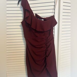 Burgundy Homecoming Ruffled Dress